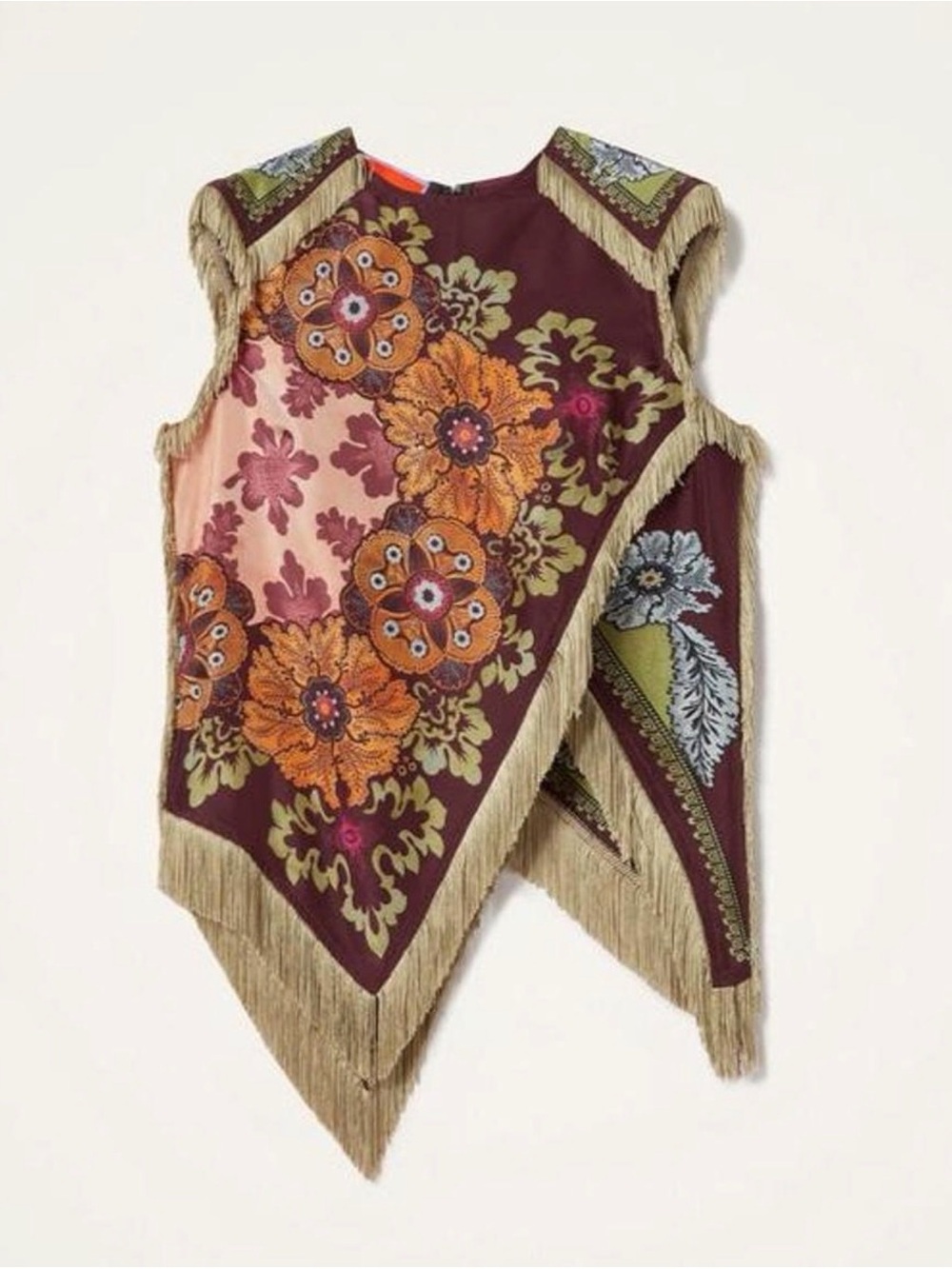 Asymmetrical Fringe Floral Paisley Blouse - Picture 4 of 5